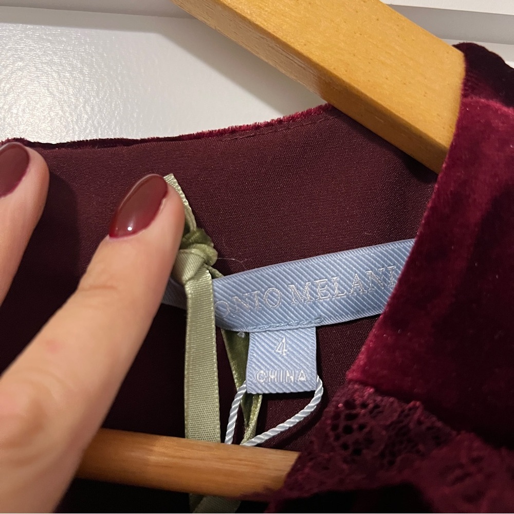 Nicola Bathie x Antonio Melani Velvet Helen Burgundy Midi Dress NWT 4 Holiday​ - Picture 5 of 7